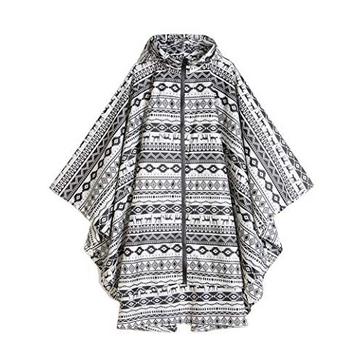 Regenponcho stylischer wasserdichter Regenmantel mit Kapuze Reißverschluss