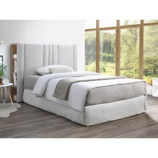 Vente-unique Bett-Kopfteil mit Stauraum 180 cm - Stoff - Hellgrau & Holzfarben - SIVERI  