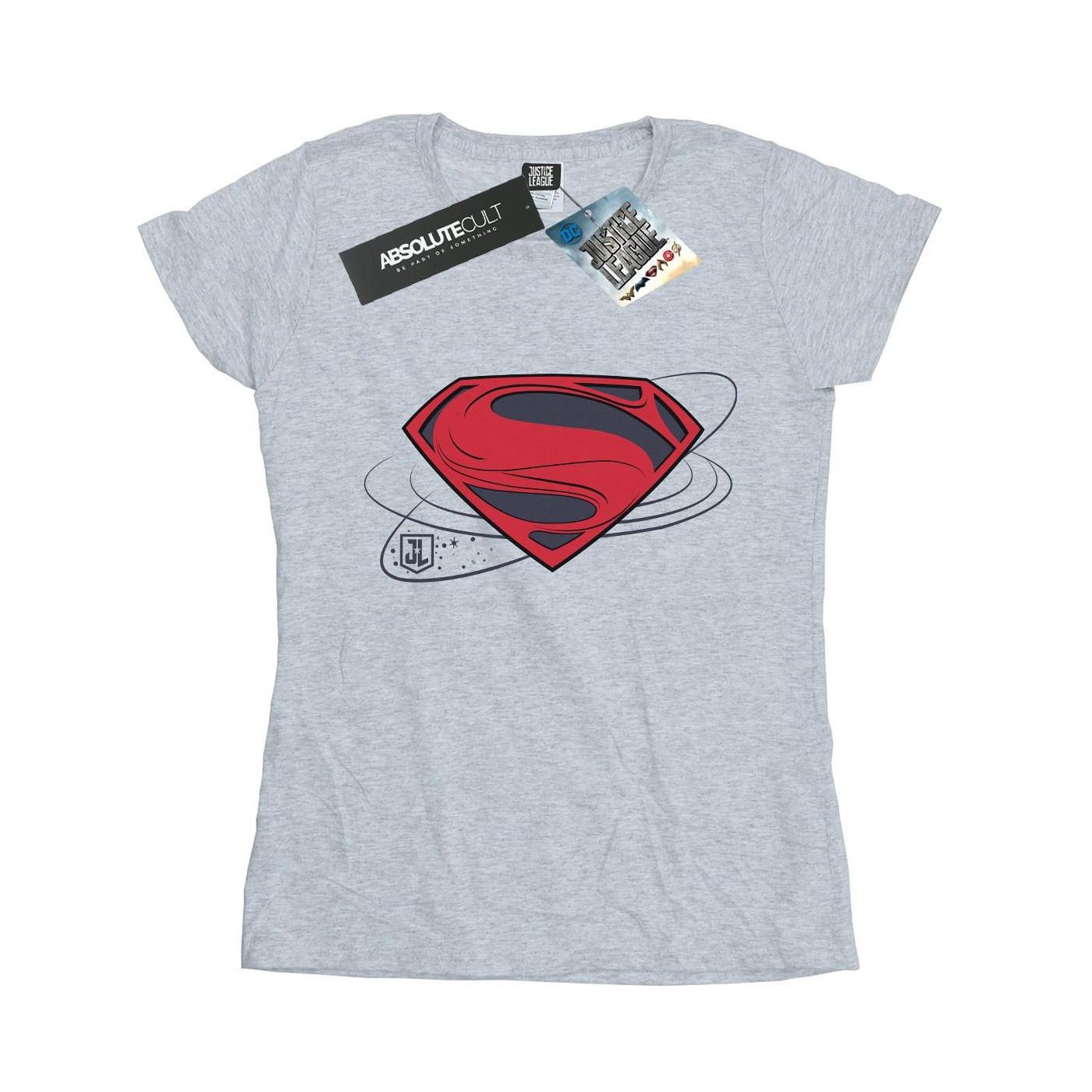 Image of Justice League Movie Superman Logo Tshirt Damen Grau L