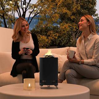 Northio Braciere Ø16x25cm in acciaio inox braciere con attizzatoio braciere senza fumo braciere per giardino, balcone terrazza, barbecue all'aperto campeggio nero Aosom  
