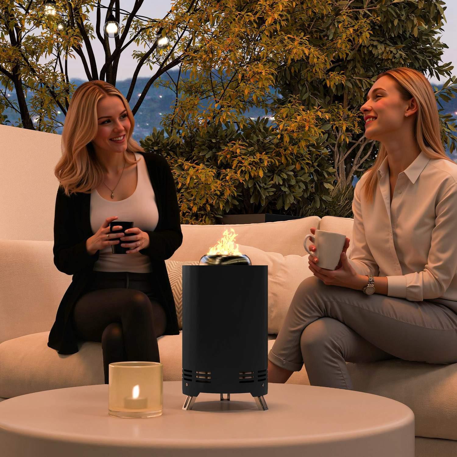 Northio Braciere Ø16x25cm in acciaio inox braciere con attizzatoio braciere senza fumo braciere per giardino, balcone terrazza, barbecue all'aperto campeggio nero Aosom  