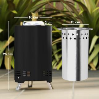 Northio Braciere Ø16x25cm in acciaio inox braciere con attizzatoio braciere senza fumo braciere per giardino, balcone terrazza, barbecue all'aperto campeggio nero Aosom  