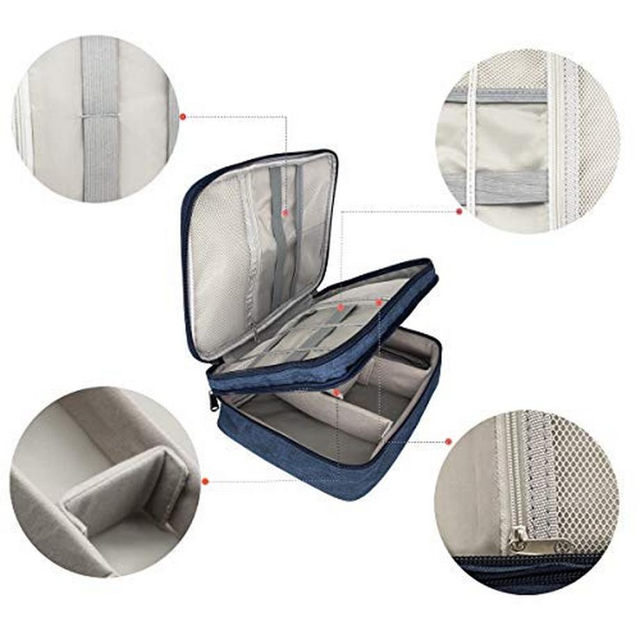 Only-bags.store  Kabel-Organizer-Tasche, wasserdichte Kabeltasche, Tasche mit fester Platte, elektronische Tasche, doppelschichtig 