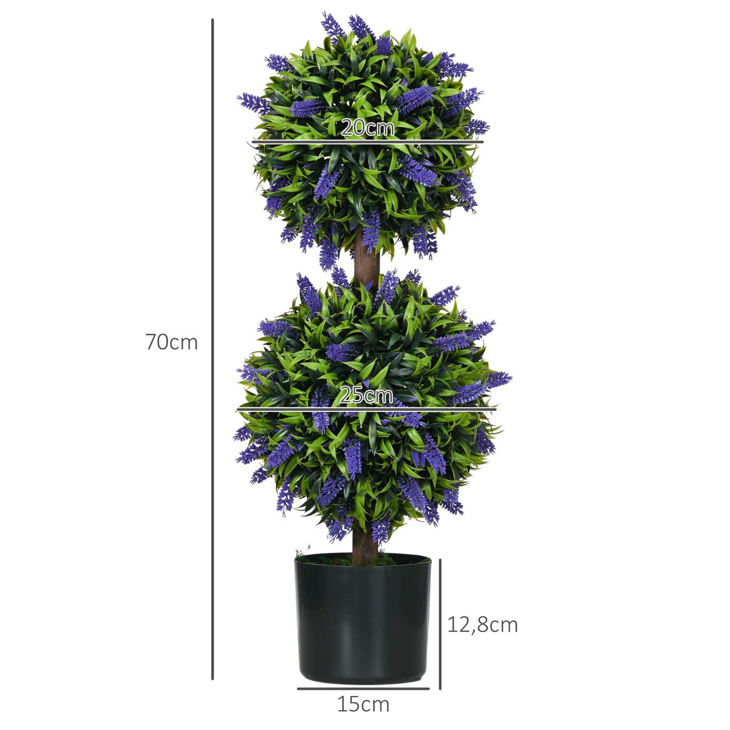 Northio Set di 2 piante artificiali, pianta artificiale resistente ai raggi UV in vaso da fiori, pianta d'appartamento da 70 cm con lavanda per soggiorno, giardino  