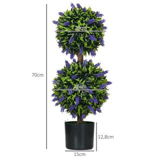 Northio Set di 2 piante artificiali, pianta artificiale resistente ai raggi UV in vaso da fiori, pianta d'appartamento da 70 cm con lavanda per soggiorno, giardino  