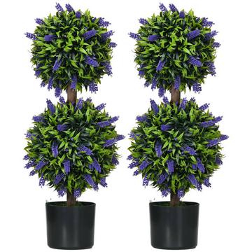 Set di 2 piante artificiali, pianta artificiale resistente ai raggi UV in vaso da fiori, pianta d'appartamento da 70 cm con lavanda per soggiorno, giardino