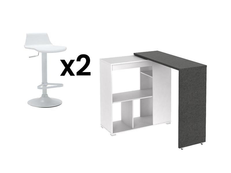 Vente-unique Sparset Hausbar Barmöbel SATURNE + 2 Barhocker CALAS  