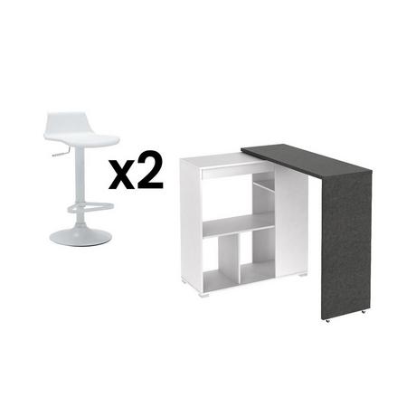 Vente-unique Set "Mobile bar" Mobile da bar SATURNE + 2 sgabelli da bar CALAS Bianco  