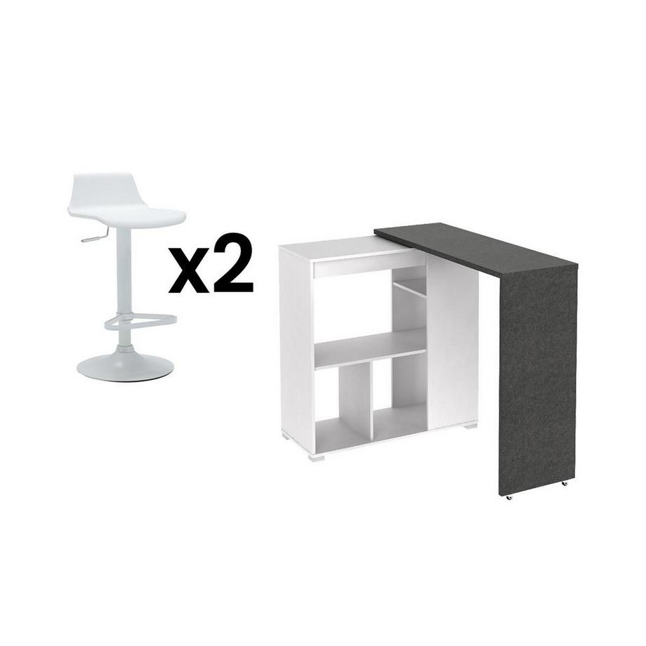 Ensemble "Mange debout"  Meuble de bar SATURNE + 2 tabourets de bar CALAS béton