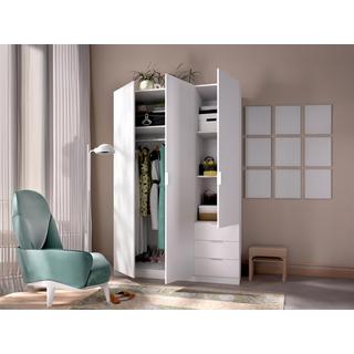 Vente-unique  Armoire 3 portes et 3 tiroirs - L121 cm - Blanc - LISTOWEL 