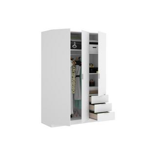 Vente-unique  Armoire 3 portes et 3 tiroirs - L121 cm - Blanc - LISTOWEL 