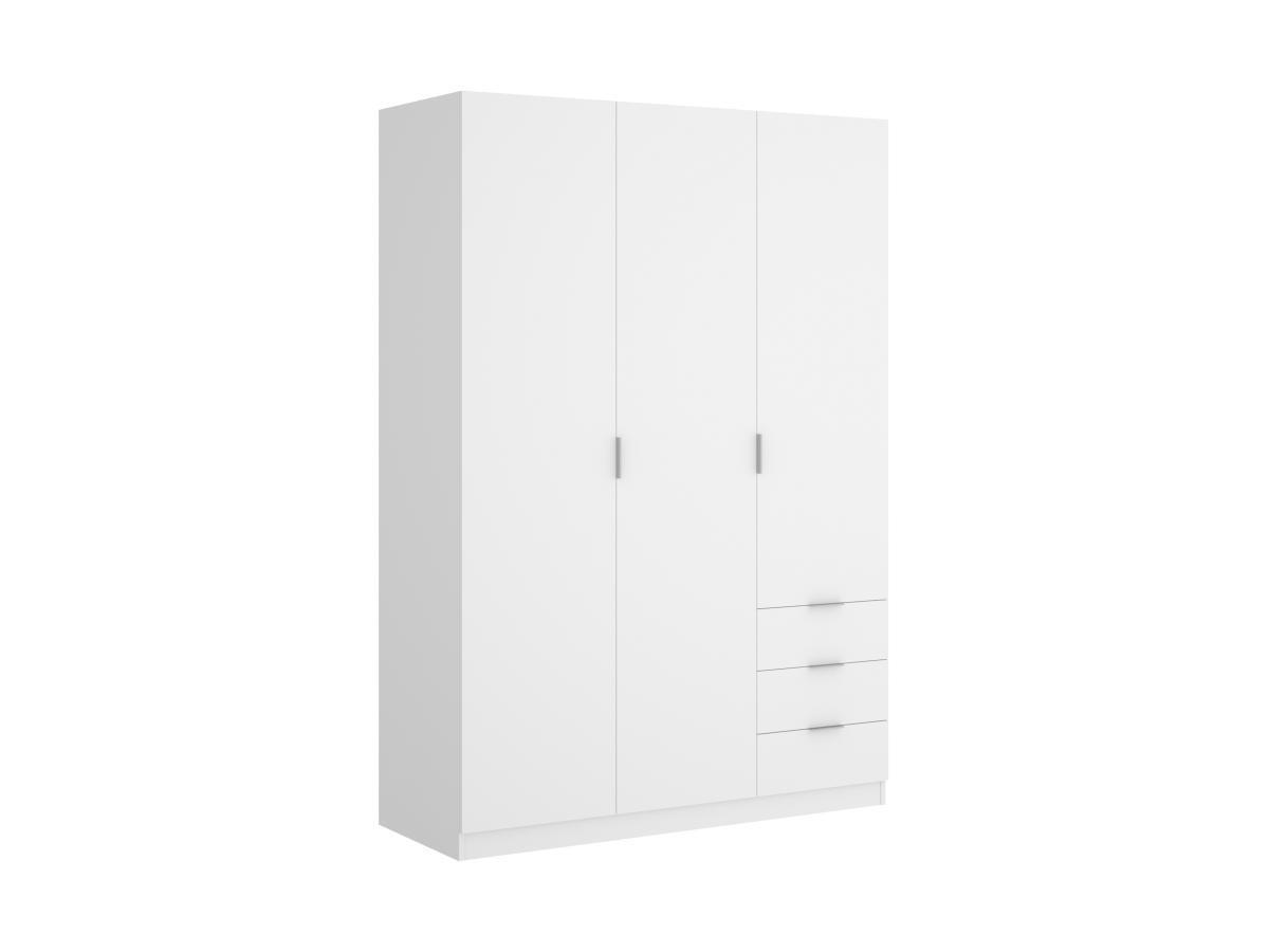 Vente-unique  Armoire 3 portes et 3 tiroirs - L121 cm - Blanc - LISTOWEL 