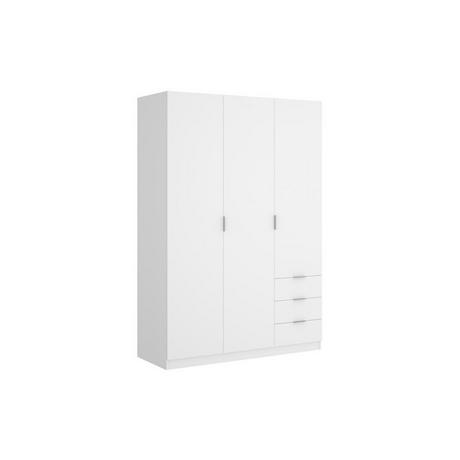 Vente-unique  Armoire 3 portes et 3 tiroirs - L121 cm - Blanc - LISTOWEL 