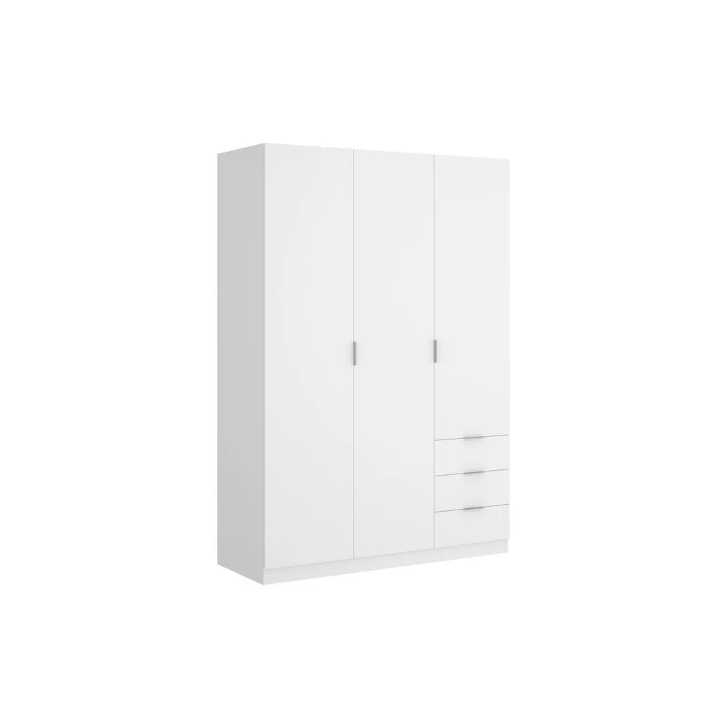 Mobimarket - Armoire 3 portes et 3 tiroirs - L121 cm - Blanc - listowel