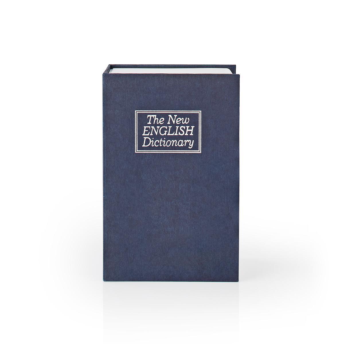 Nedis Coffre-fort | Coffre à livres | Trou de serrure | Intérieur | Petit | Volume intérieur : 0,86 l | 2 clés incluses | Bleu / Argent.  