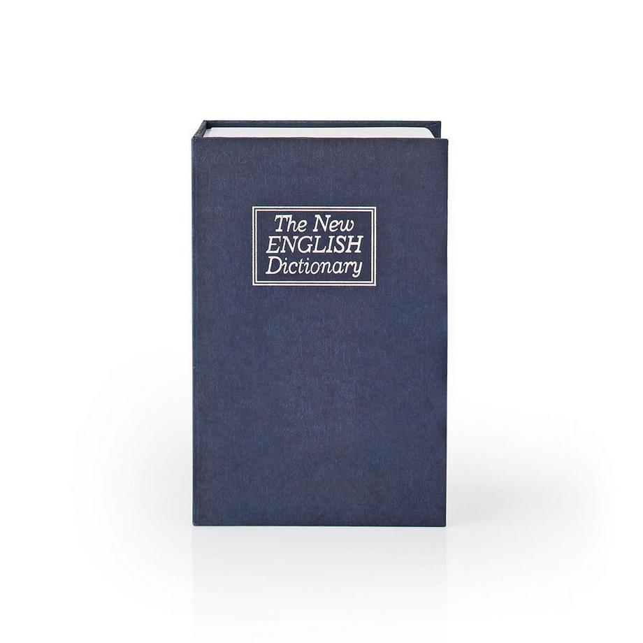 Nedis Coffre-fort | Coffre à livres | Trou de serrure | Intérieur | Petit | Volume intérieur : 0,86 l | 2 clés incluses | Bleu / Argent.  