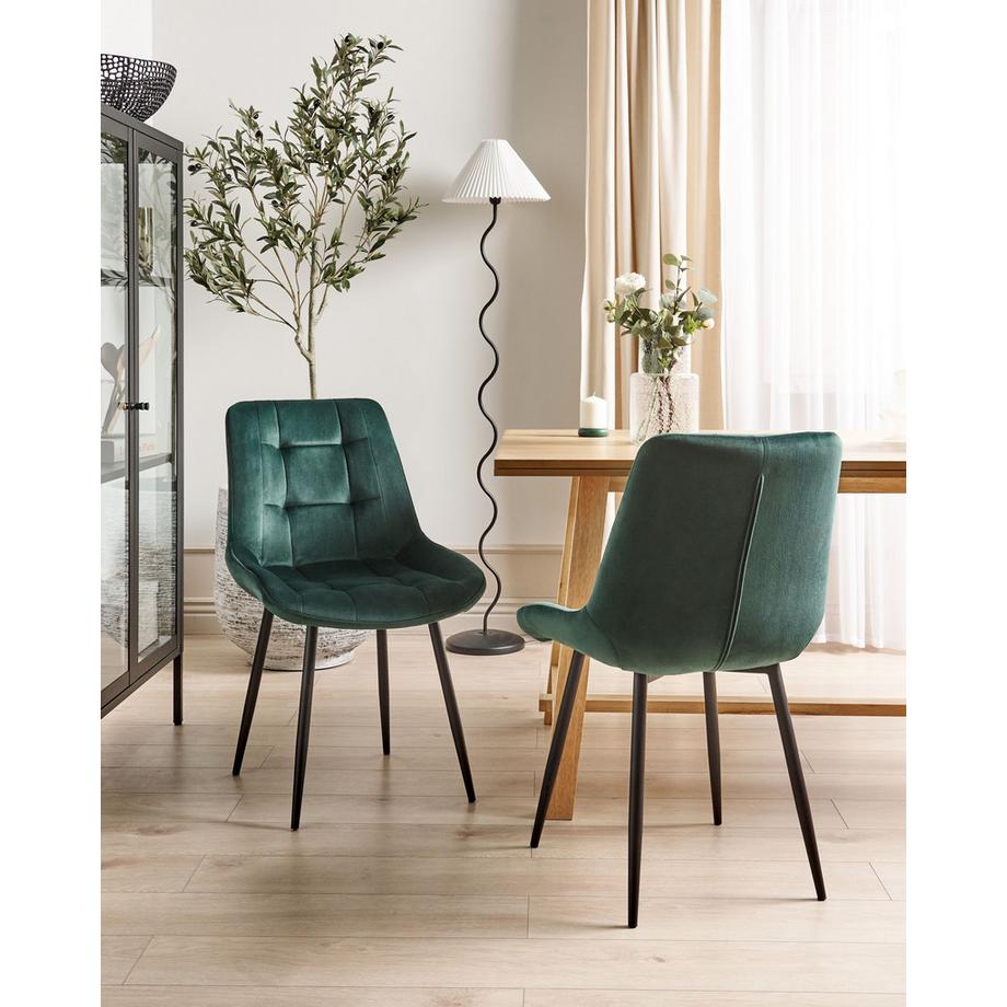 Beliani Lot de 2 chaises de salle à manger en Velours Moderne MELROSE  