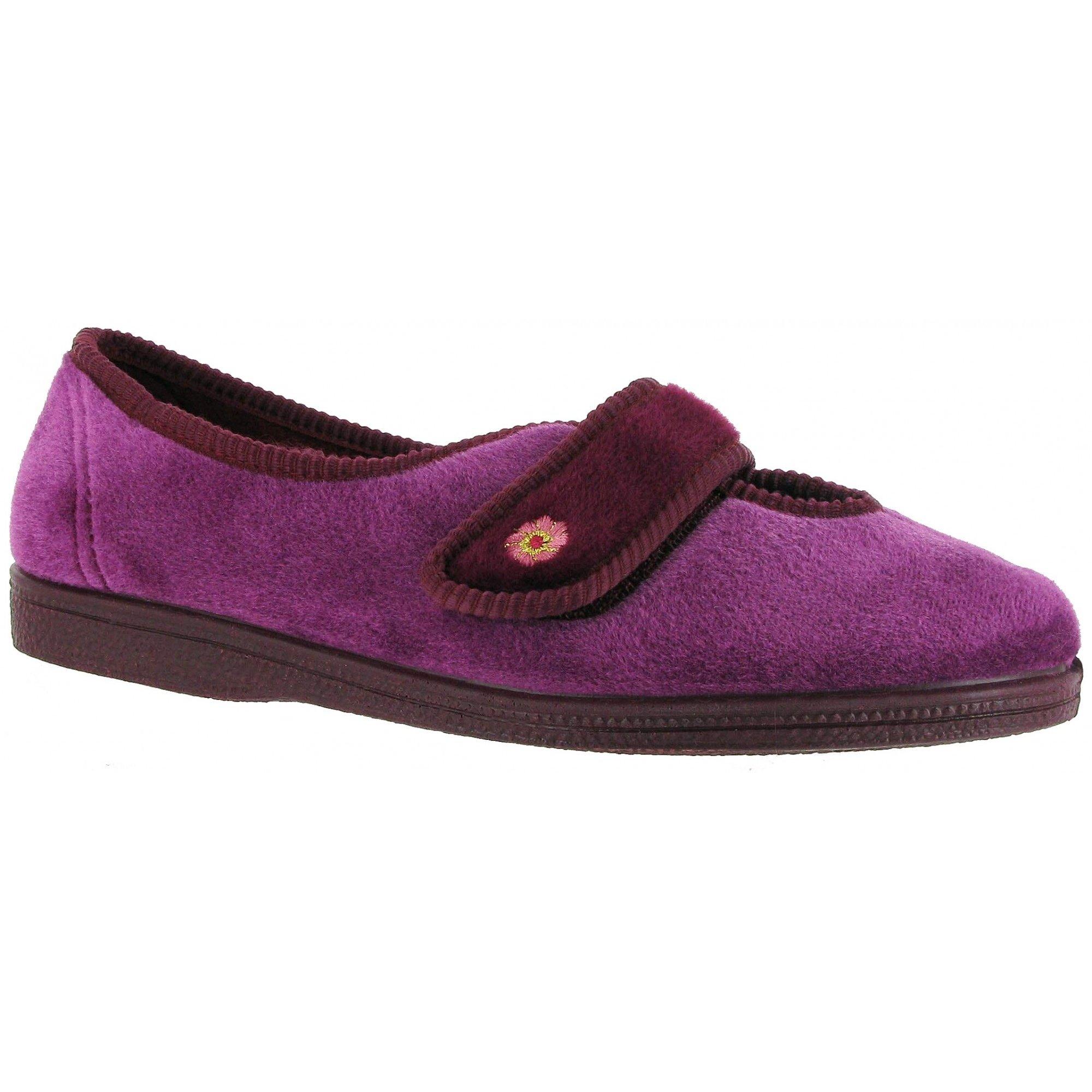 Image of Andrea Hausschuhe Mit Klettverschluss Damen Lila 38