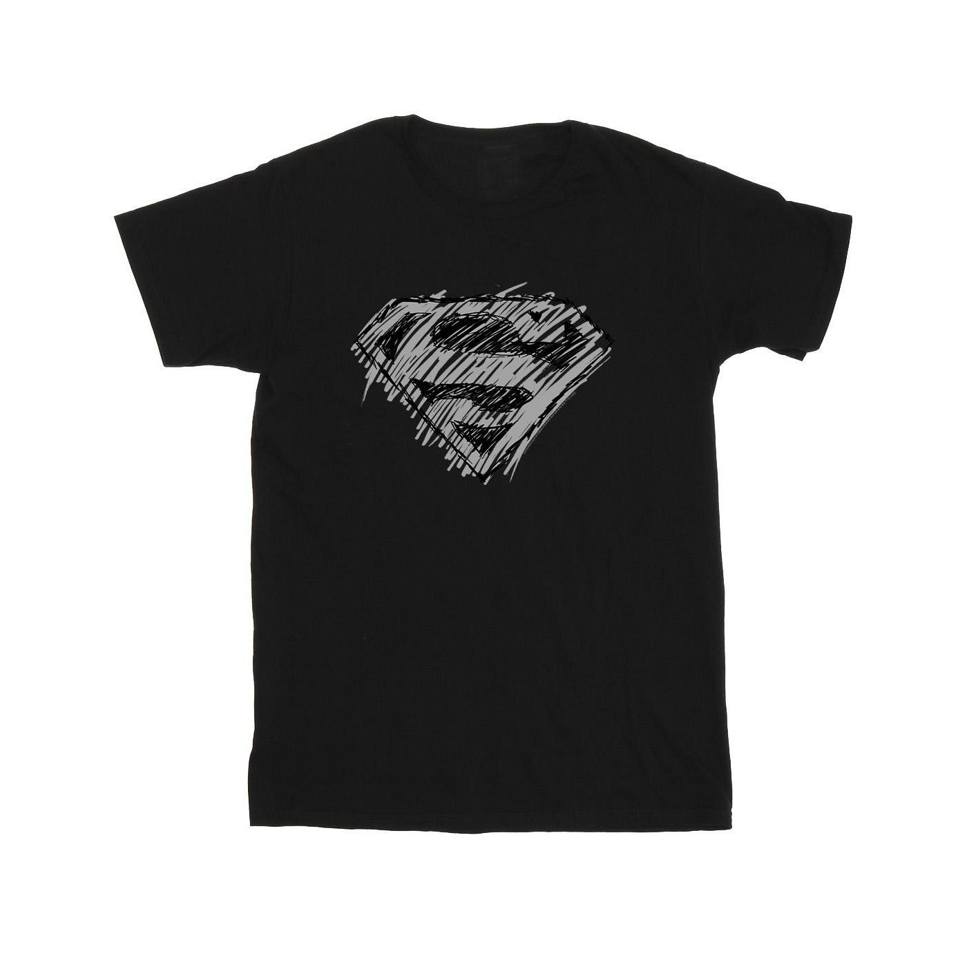 Image of Superman Logo Sketch Tshirt Jungen Schwarz 140/146