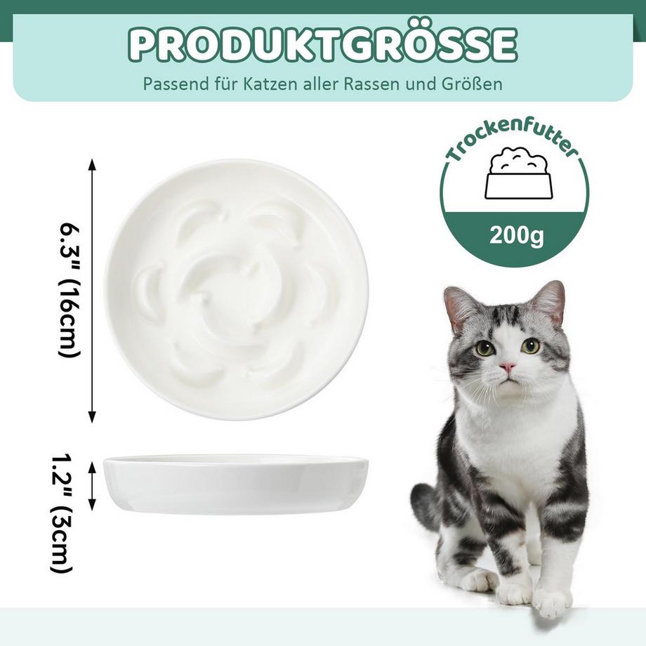 Alopini  Ensemble de chat anti-piège en céramique - 2 bols de nourriture pour manger lentement 