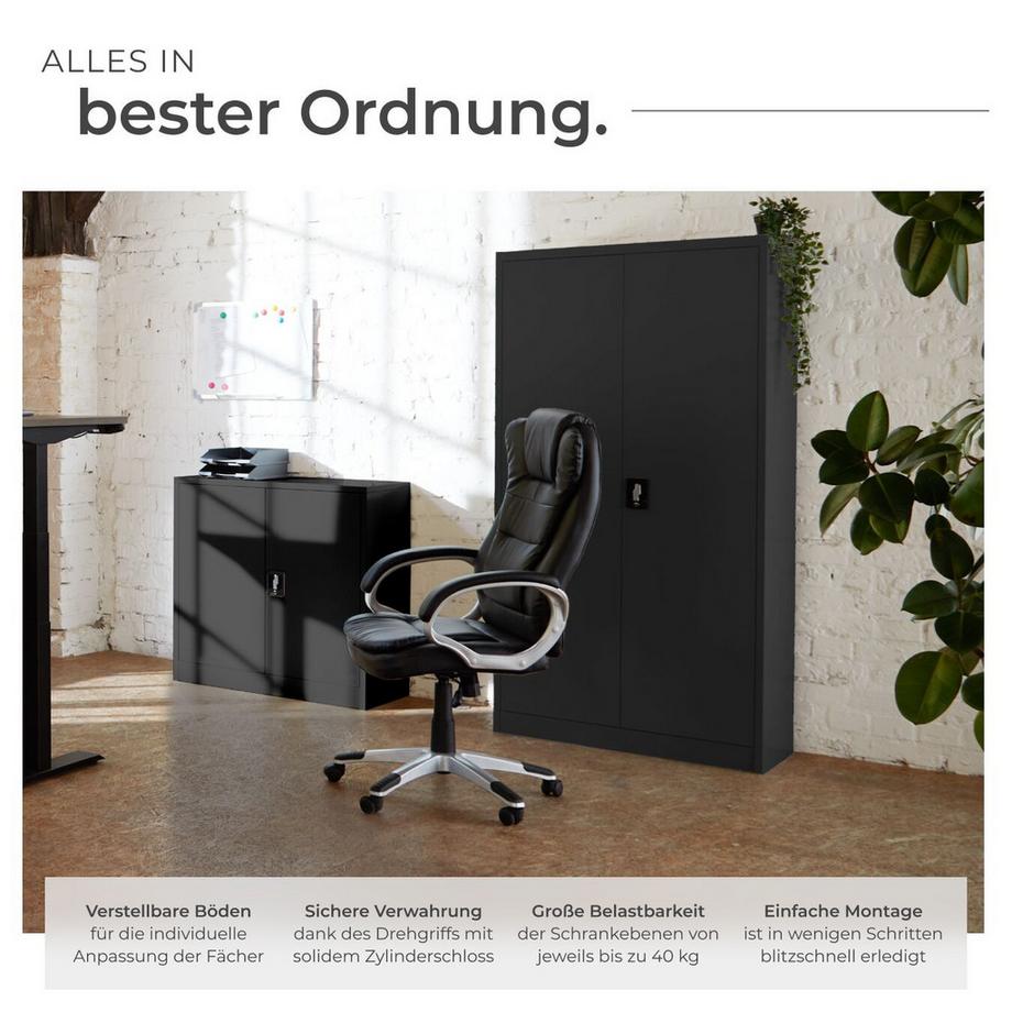 Tectake Armoire de classement en métal  en acier lâqué époxy  