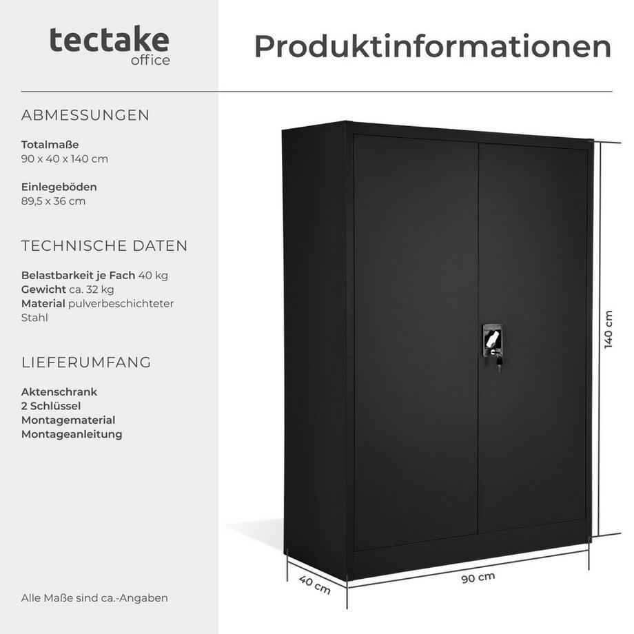 Tectake Armoire de classement en métal  en acier lâqué époxy  