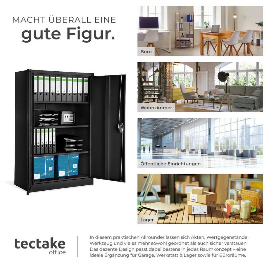 Tectake Armoire de classement en métal  en acier lâqué époxy  