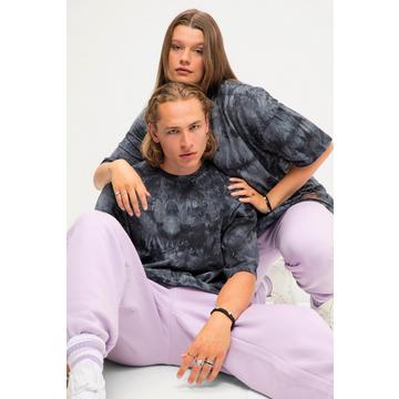 Maglia unisex dal taglio oversize con stampa batik, scollo a girocollo e mezze maniche