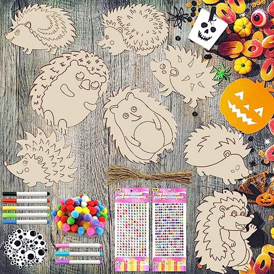 Activity-board  Igel-Bastelset für Kinder, 227-teiliges Igel-Bastelset aus Holz, Igel-Bastelsets zum Erntedankfest 