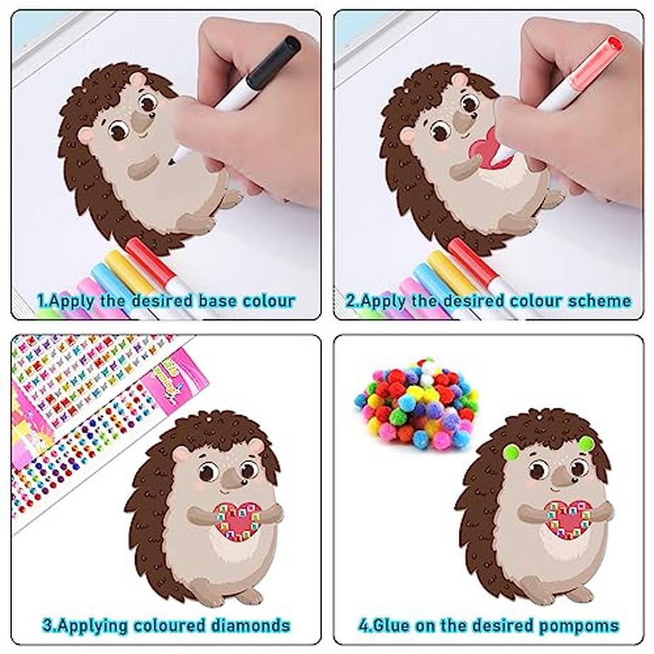 Activity-board  Igel-Bastelset für Kinder, 227-teiliges Igel-Bastelset aus Holz, Igel-Bastelsets zum Erntedankfest 