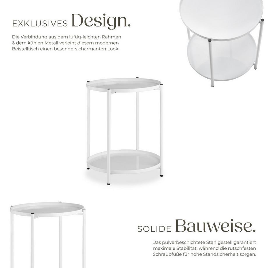 Tectake Beistelltisch Oxford Stahl rund mit abnehmbaren Ablagen  