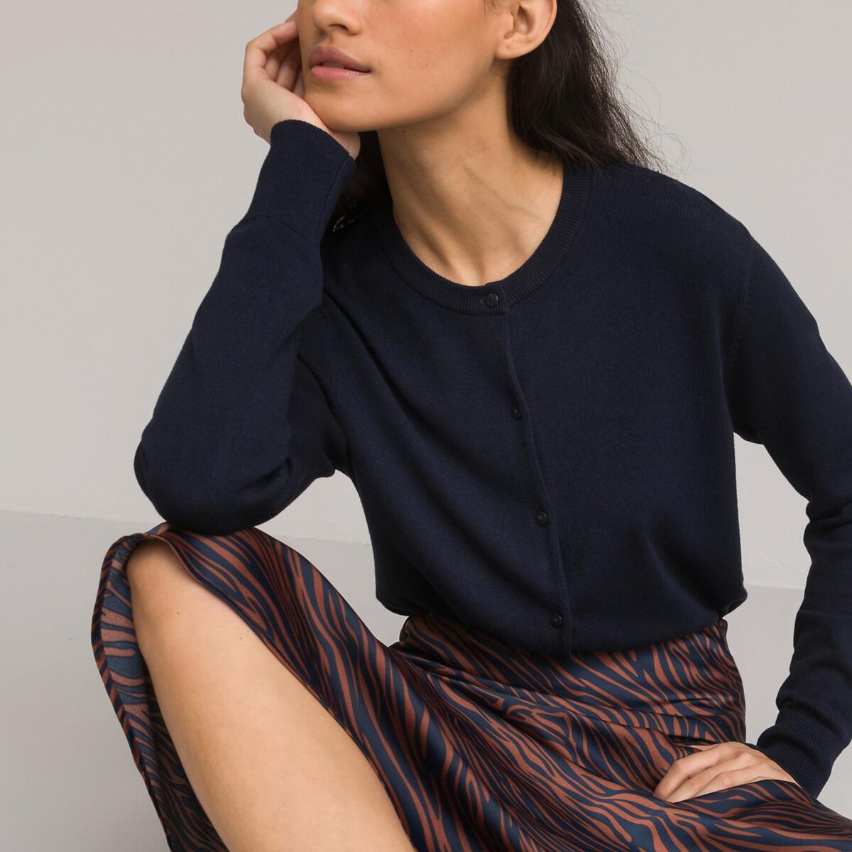 Image of Klassischer Cardigan Mit Knopfleiste Damen Blau XXL
