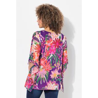 Ulla Popken  Blusa a doppio strato dal taglio oversize con scollo a girocollo e mezze maniche 