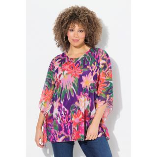 Ulla Popken  Blusa a doppio strato dal taglio oversize con scollo a girocollo e mezze maniche 