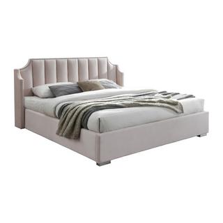 Vente-unique Letto con contenitore con testata letto curva 160 x 200 cm Velluto Rosa + Materasso - TEOMIS  