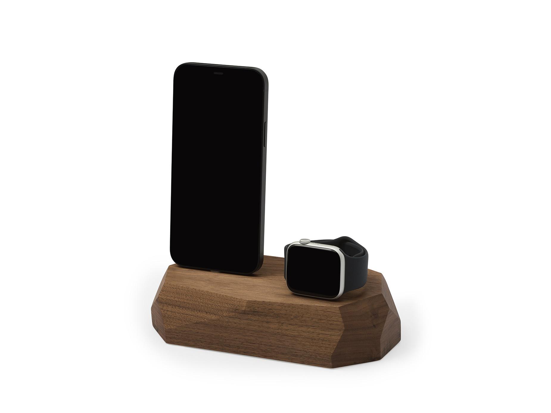 Oakywood  Combo Dock - Station d'accueil en bois - pour recharger l'iPhone et l'Apple Watch 