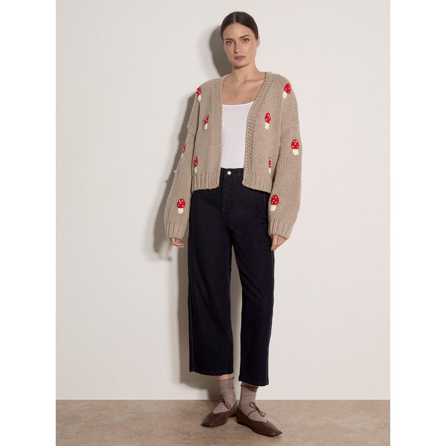 APRICOT Cardigan a maglia grossa con applicazione fungo  