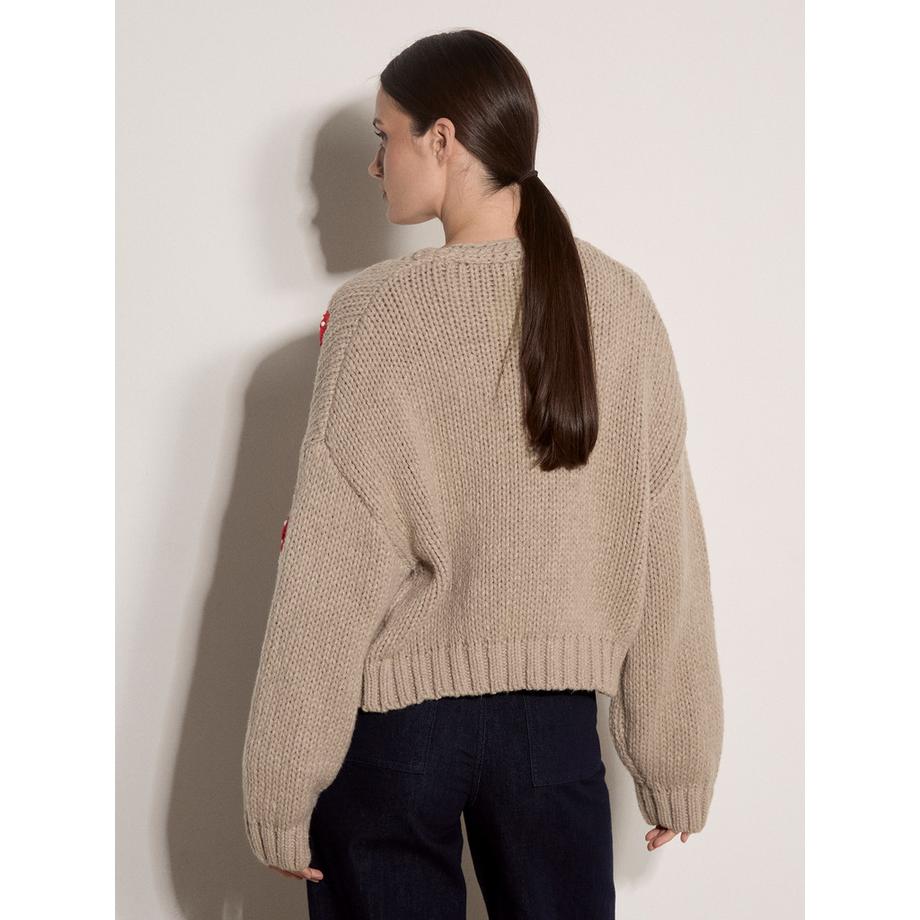 APRICOT Cardigan a maglia grossa con applicazione fungo  