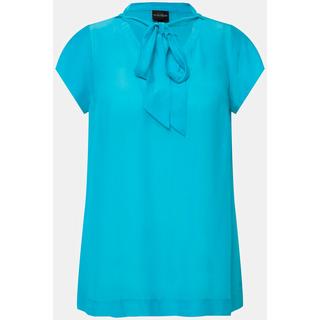 Ulla Popken  Blusa in misto seta con fiocco, collo alto e mezze maniche 