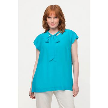 Bluse, Seidenmix, Schluppe, Stehkragen, Halbarm