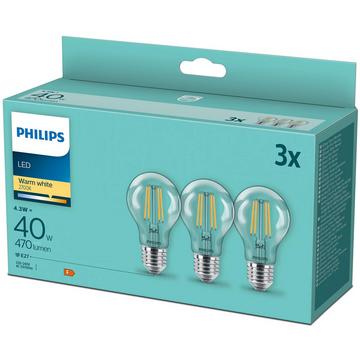 Pack de 3 LED E27 Normal Claire 40W 470lm