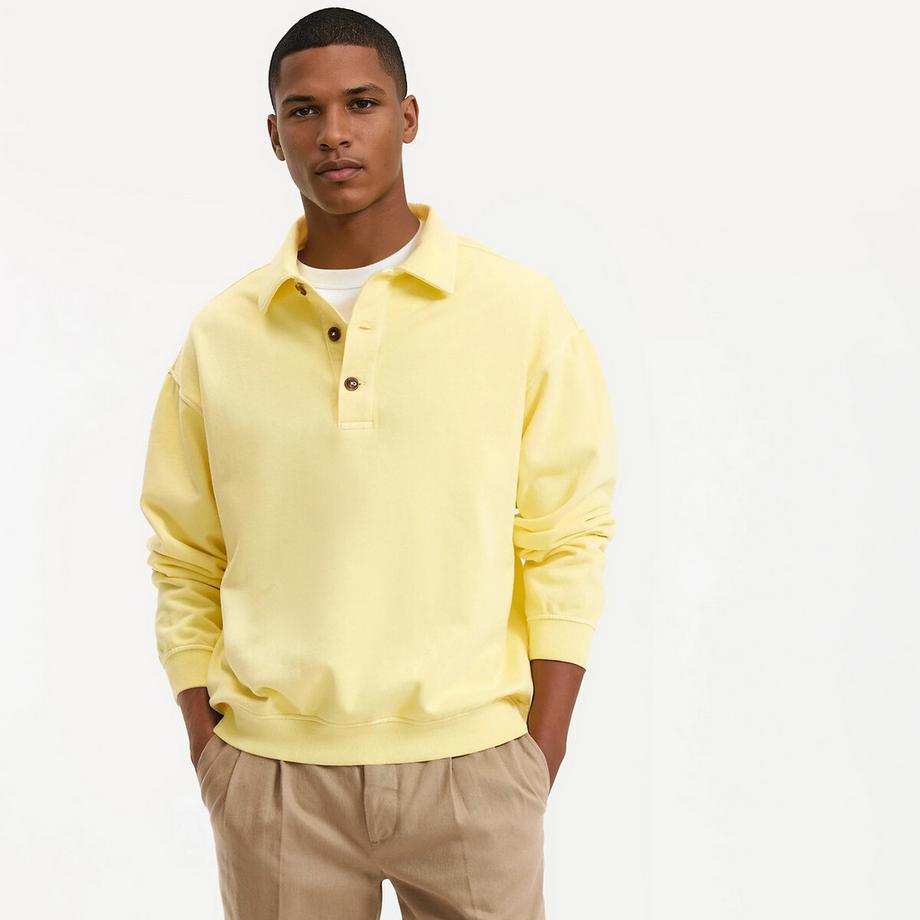 Sweat boxy col polo stonewashed