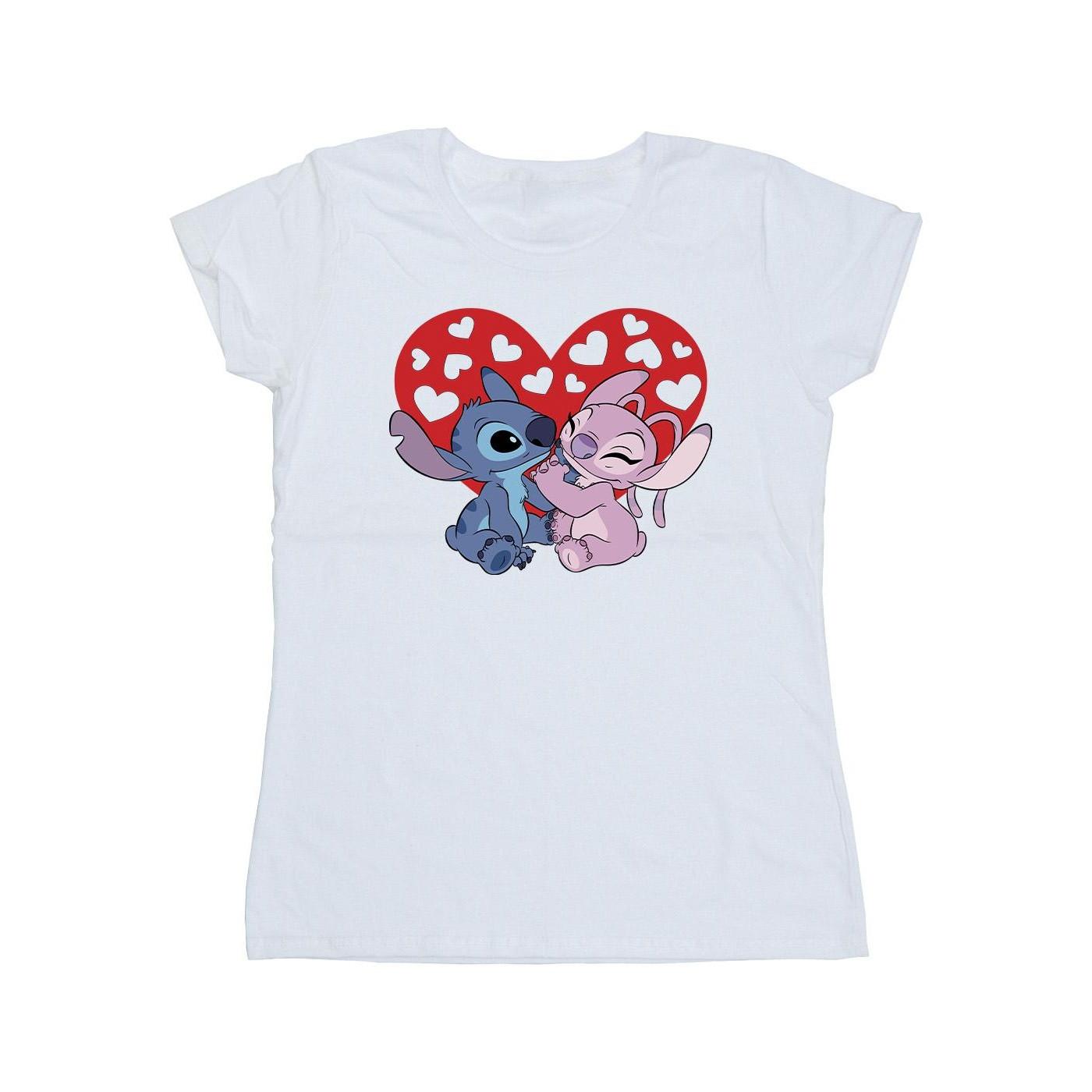 Image of Lilo & Stitch Hearts Tshirt Damen Weiss XL
