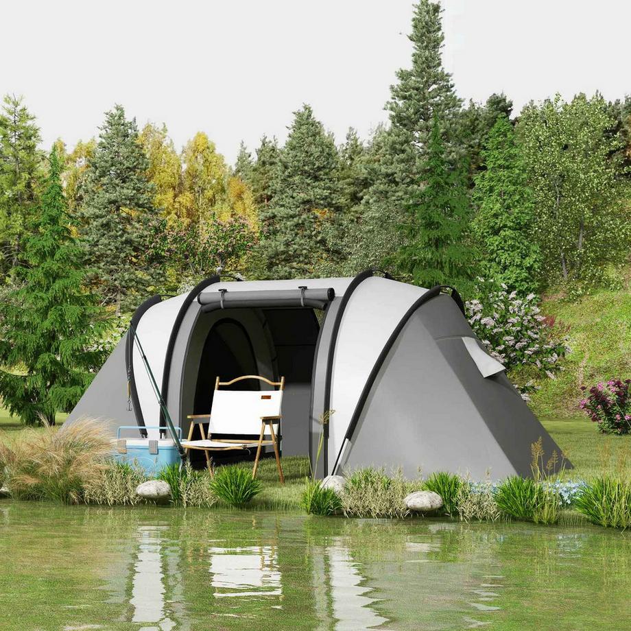 Northio  Tente de camping pour 4-5 personnes, tente familiale légère et hydrofuge avec 3 portes latérales, tente avec colonne d'eau de 3000 mm, tente tunnel, tente dôme pour camping, voyage, jardin Aosom 