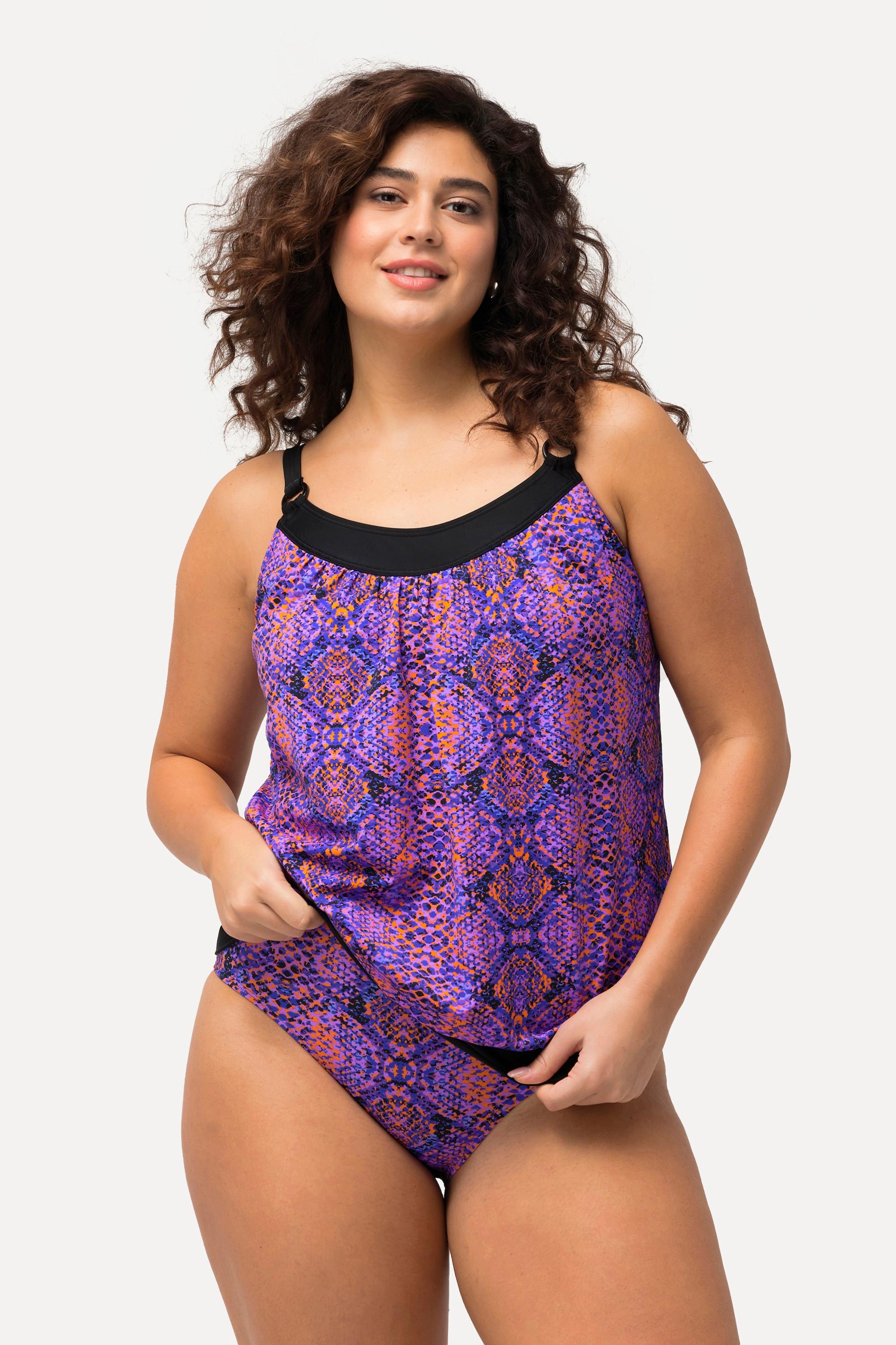 Ulla Popken  Tankini con design pitonato, coppe morbide e spalline regolabili 