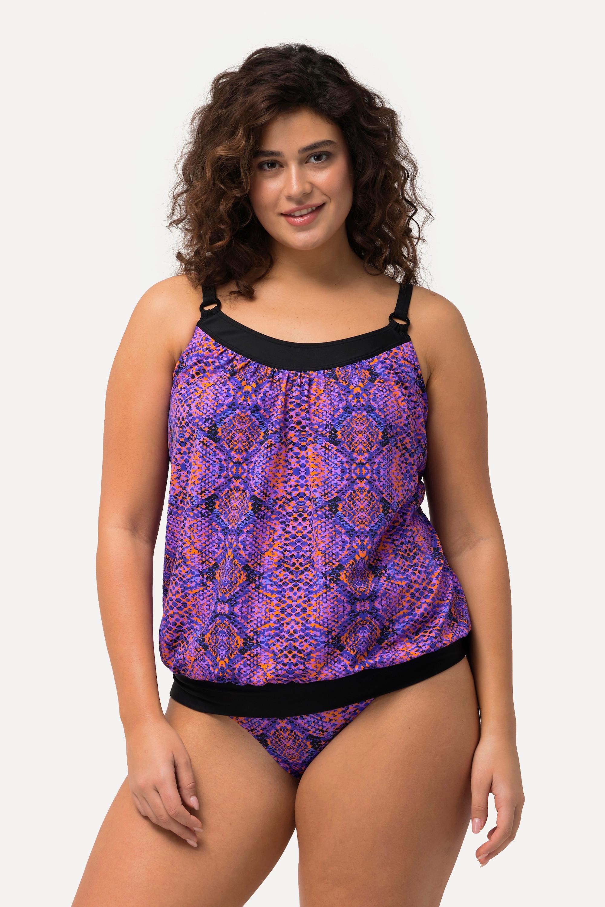 Ulla Popken  Tankini con design pitonato, coppe morbide e spalline regolabili 