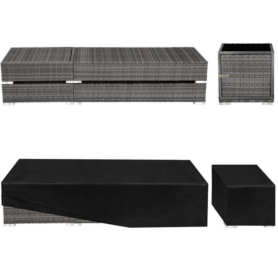 Tectake Set da 2 lettini prendisole in rattan e alluminio Nautica resistente alle intemperie e ai raggi UV  