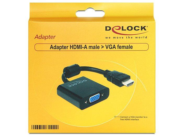 DeLock  DeLOCK 65512 Videokabel-Adapter 0,254 m VGA (D-Sub) HDMI Typ A (Standard) Schwarz 