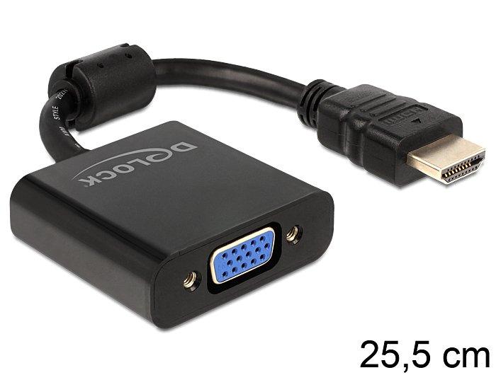 DeLock  DeLOCK 65512 Videokabel-Adapter 0,254 m VGA (D-Sub) HDMI Typ A (Standard) Schwarz 