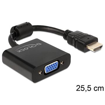 DeLOCK 65512 Videokabel-Adapter 0,254 m VGA (D-Sub) HDMI Typ A (Standard) Schwarz